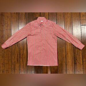 Ermenegildo Zegna Dress Shirt Mens Red Button Up Cotton Long Sleeve Small